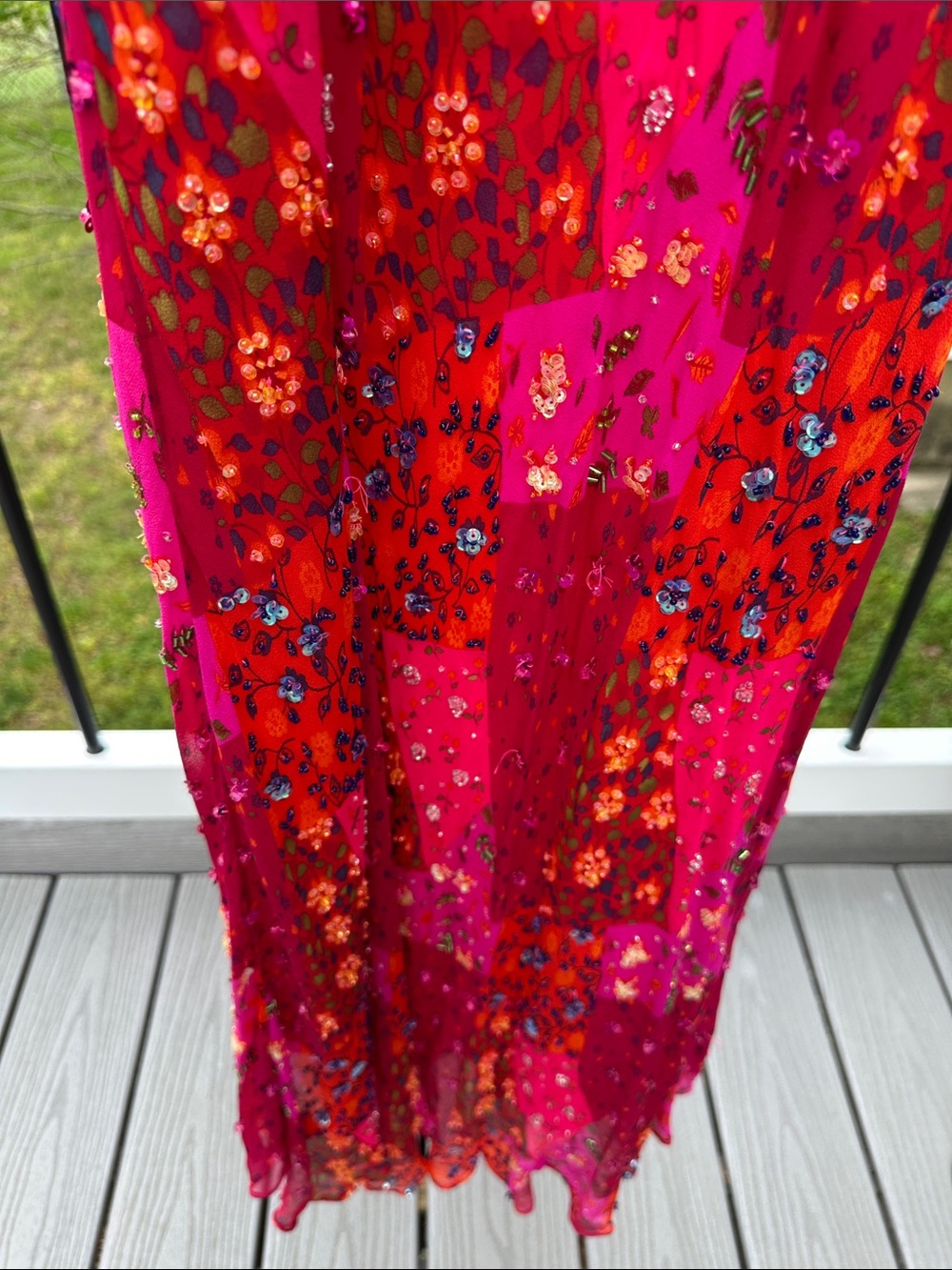 Lillie Rubin Hot Pink & Red Sequin Maxi Slip Dress vintage - Picture 10 of 12
